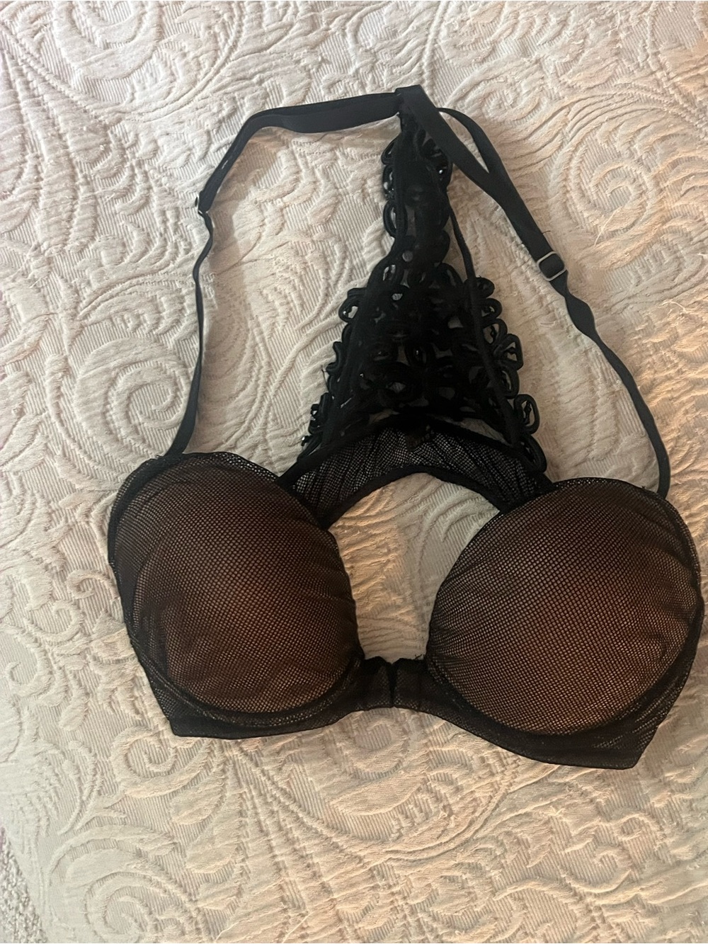intimissimi Black Mesh Lace Halter Bra